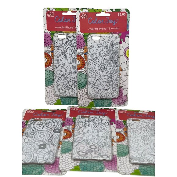 NEW DCI Color Joy iPhone 6 Case Set 5 Assorted Designs DIY Art Coloring Covers - Picture 1 of 4